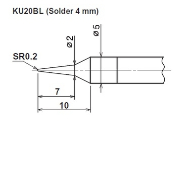ปลายหัวแร้ง Cera cote solder tip kunoichi ku20bl solder 4mm